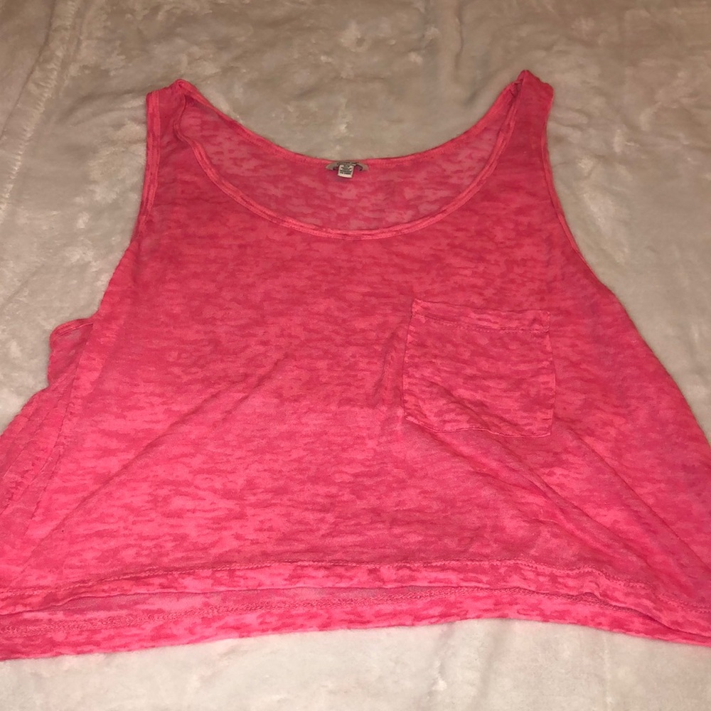 Pink sheer crop tank